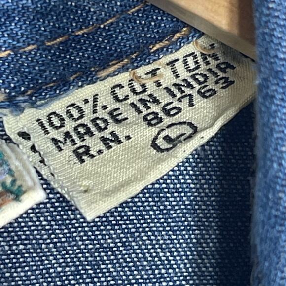 Rosettes Western Denim Shirt Women Large Snap Front  Embroidered America USA - Picture 6 of 12